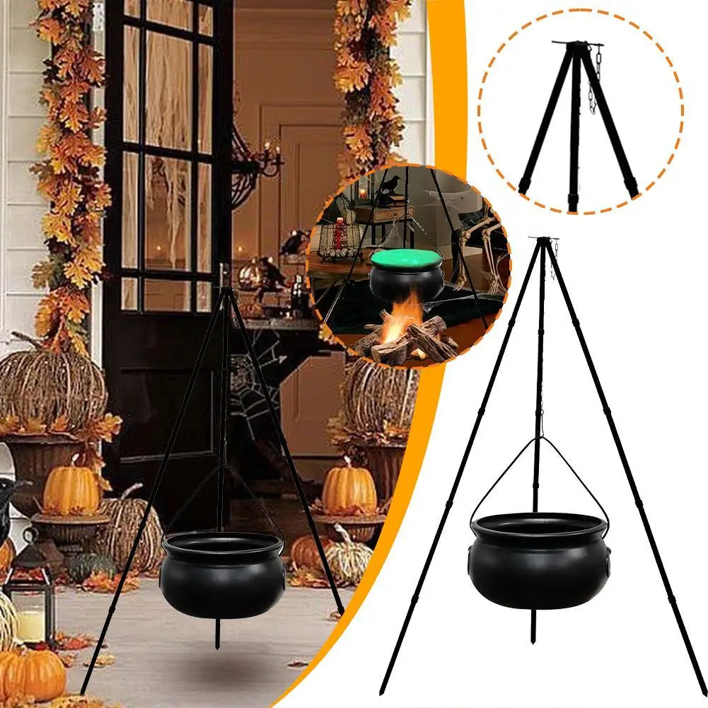 

Large Witches Cauldron On Tripod With Lights For Halloween Party Indoor Porch Outdoor Yard Halloween Decorations