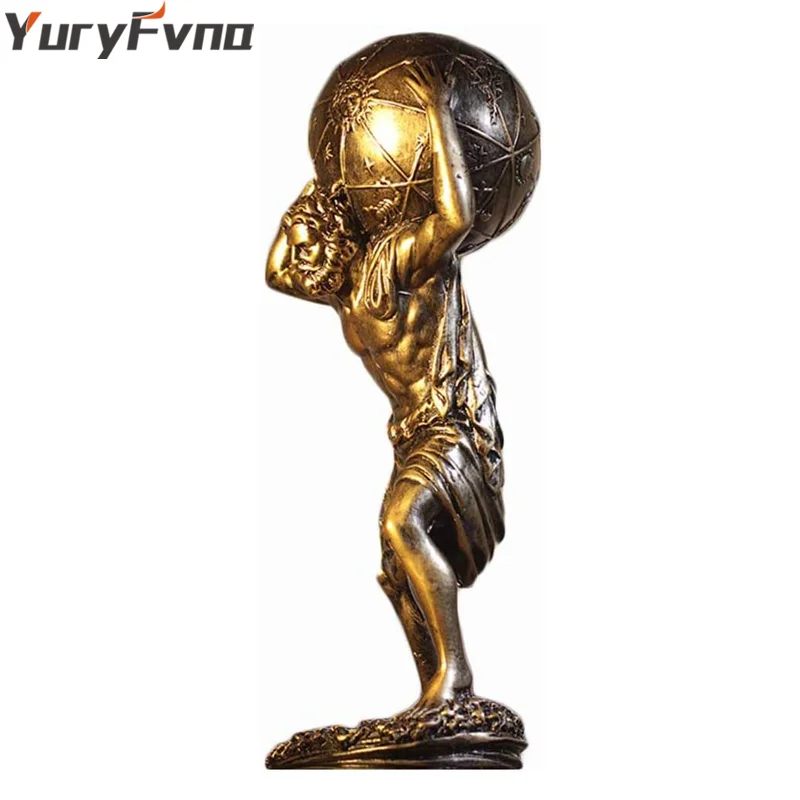 YuryFvna Statue Greek Titan Atlas Holding Heaven Figurines Living Room Decoration Sculpture Character Resin Crafts  Gifts