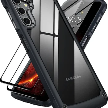 For Samsung Galaxy A14 5G Crystal Clear Case with 2X Tempered Glass Screen Protectors Military Shockproof Case for Samsung A14