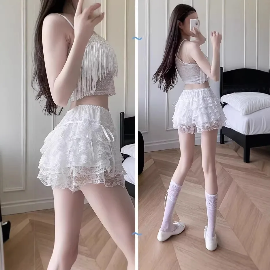 Skirt Support Pants Cake Skirt Five-layer Drawstring Lace Leggings Women's Anti-light Can Be Worn Outside