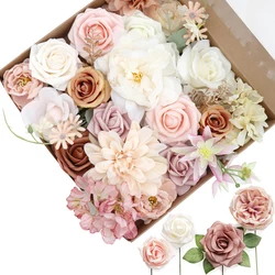 Yannew Multi-use Artificial Flowers Combo Box for Wedding Bridal Bouquets Table Centerpieces Arrangement Baby Shower Cake Decor