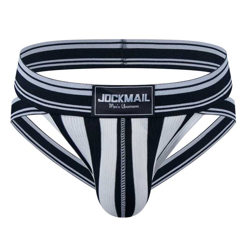 JOCKMAIL Jockstrap Men Thong Hip Lift Sexy Underwear Pouch Briefs Male Panties String Bikini Sissy Underpants Stripe Breathable