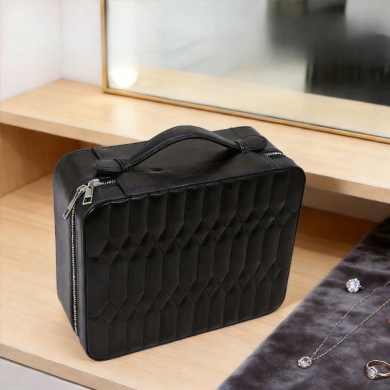 PU Leather Jewelry Box Travel Portable Storage Boxes Necklace Bracelet Earrings Display Case Large Capacity Jewellery Supplies