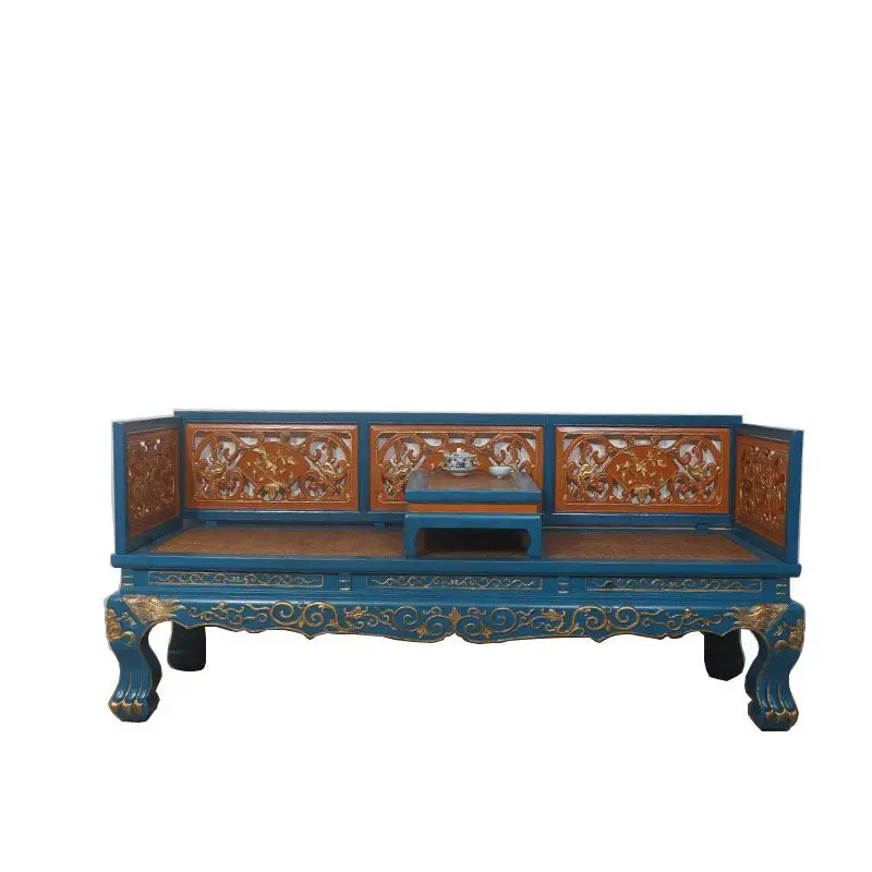 

Chinese style old solid wood Arhat bed Chinese style living room sofa combination antique home chaise longue three people