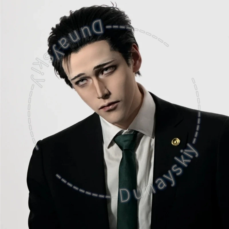 

Short Black Wigs Slicked Back Synthetic Hair Hiromi Higuruma Handsome Halloween Christmas Party Cos Anime Juts Isen Cosplay