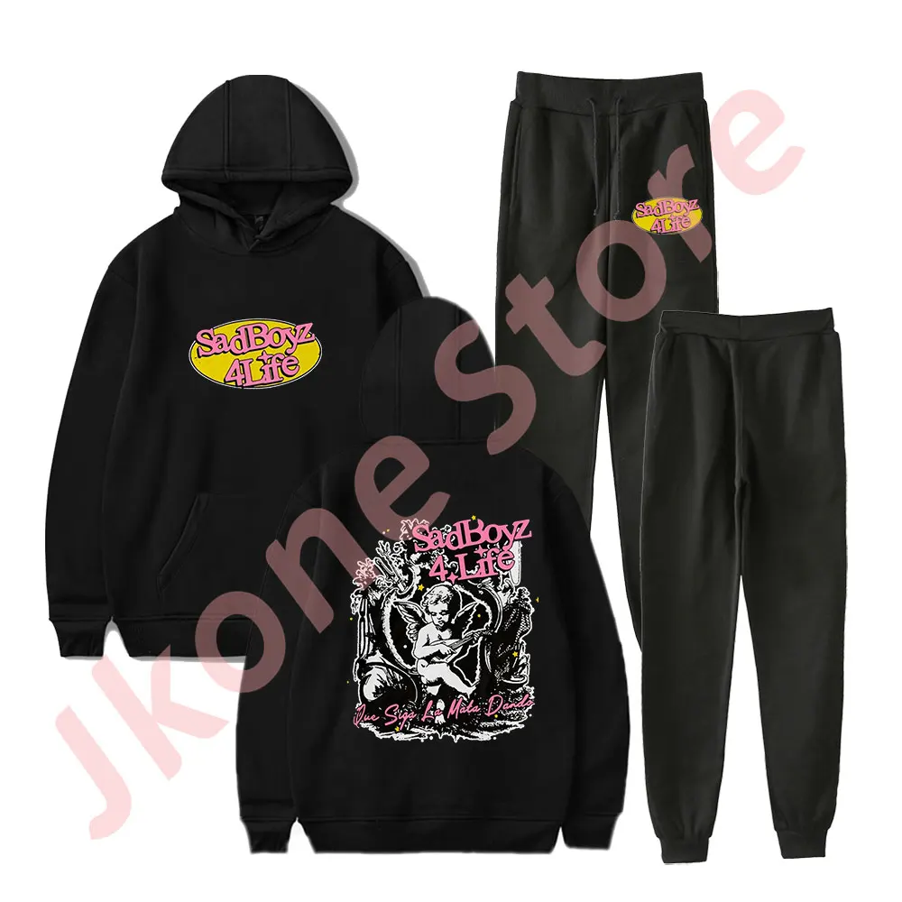 Junior H Sad Boyz 4 Life Angel Logo Merch Hoodies Jogger Pants Set Cosplay Women Men Fashion Streetwear Sweatshirts