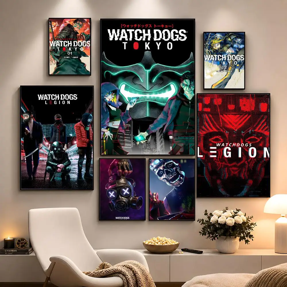 Manga Watch Dogs Tokyo J-ctOS Blume Poster Peel And Stick Wall Art PP Waterproof HD Bedroom Living Room Home Decor Gift