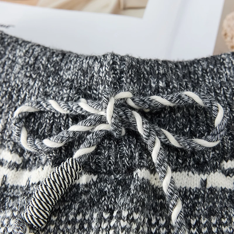 Pantaloni maglione ispessiti Pantaloni larghi casual a vita alta a gamba larga Autunno Inverno 2026 Nuovi pantaloni caldi lavorati a maglia