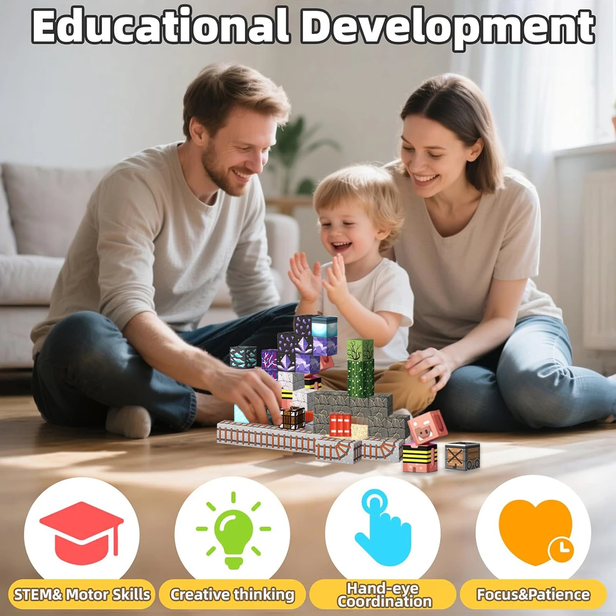 Magnetyczne klocki konstrukcyjne, magnetyczne pustynne kostki, zestaw pustynny dla chłopców i dziewcząt w wieku od 3 lat, model DIY, edukacyjna zabawka sensoryczna STEM dla dzieci.