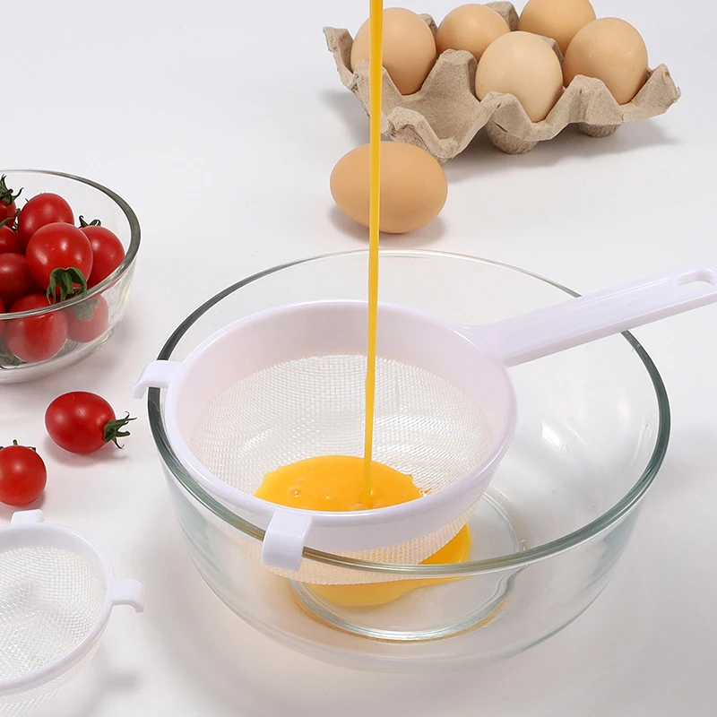 Plastic Fine Mesh Scoop Strainer Colander Flour Sieve With Handle Juice Tea Strainer Kitchen Accessories Handheld Screen Meshes