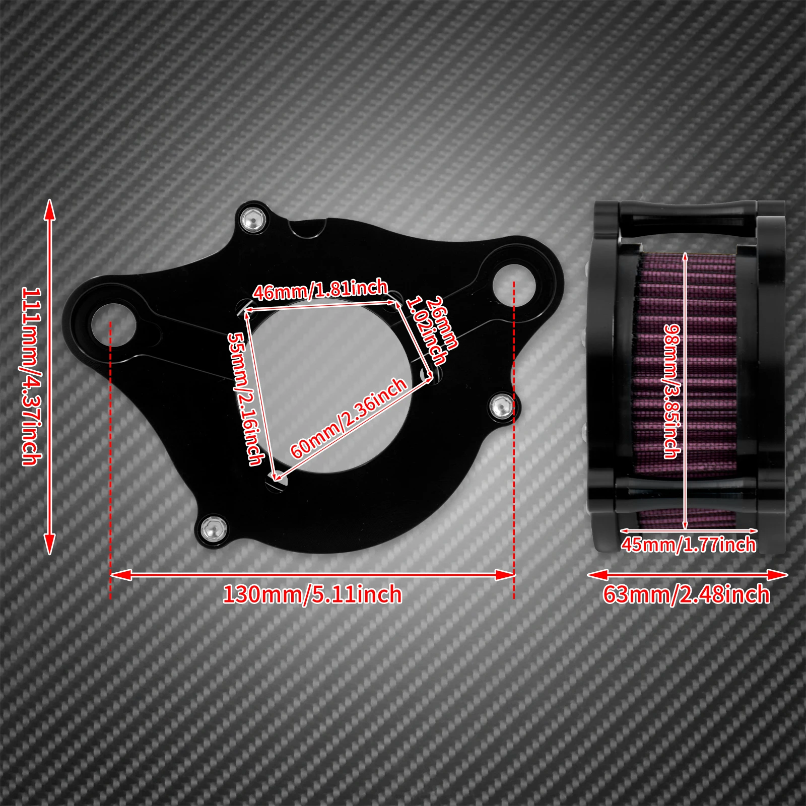 Motorcycle Air Cleaner Transparent Intake Filter For Harley Sportster XL 883 1200 48 72 Iron Super Low Roadster Custom 2004-2023