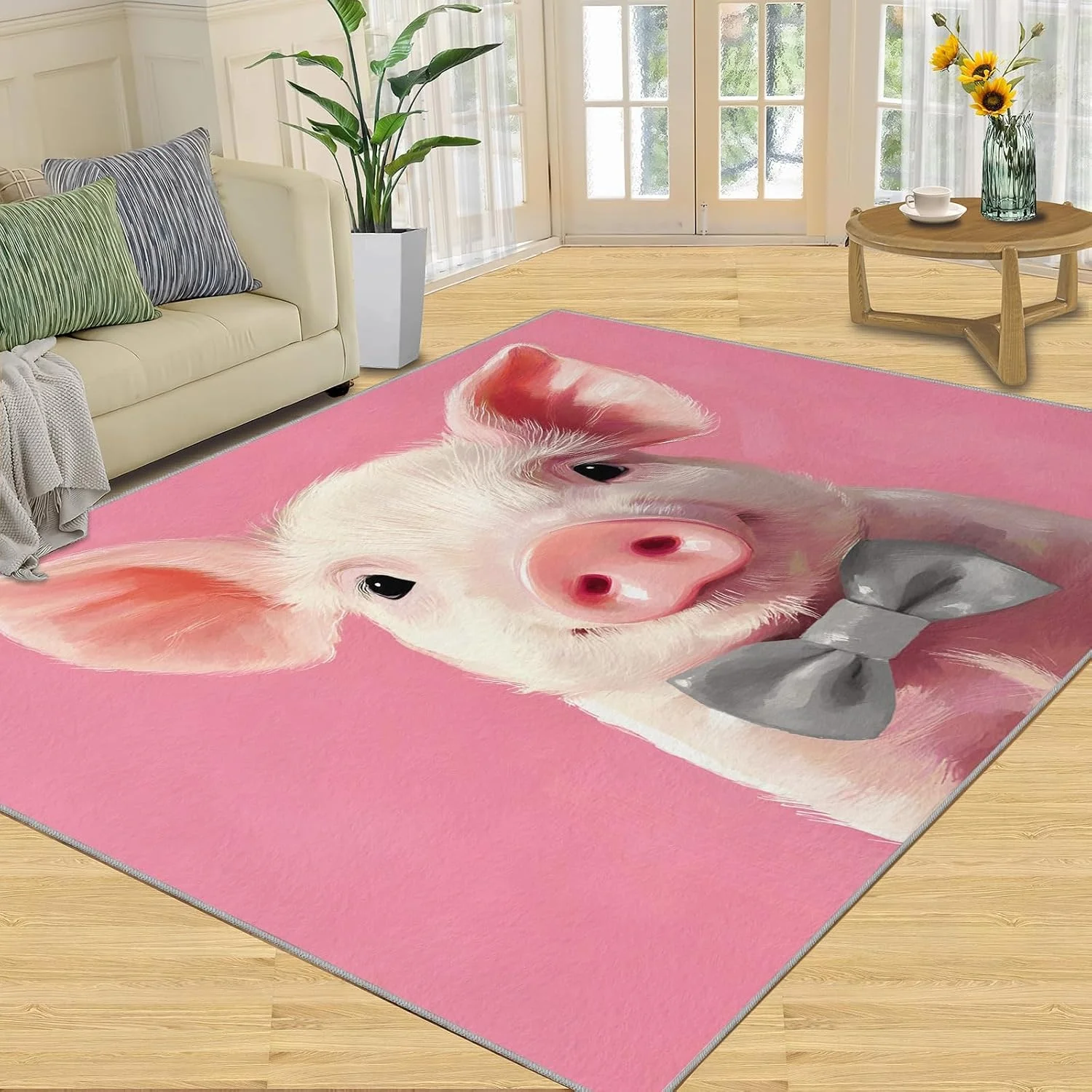 Home Textiles Rug - Pig Pattern Rug, Cute Pig Pattern