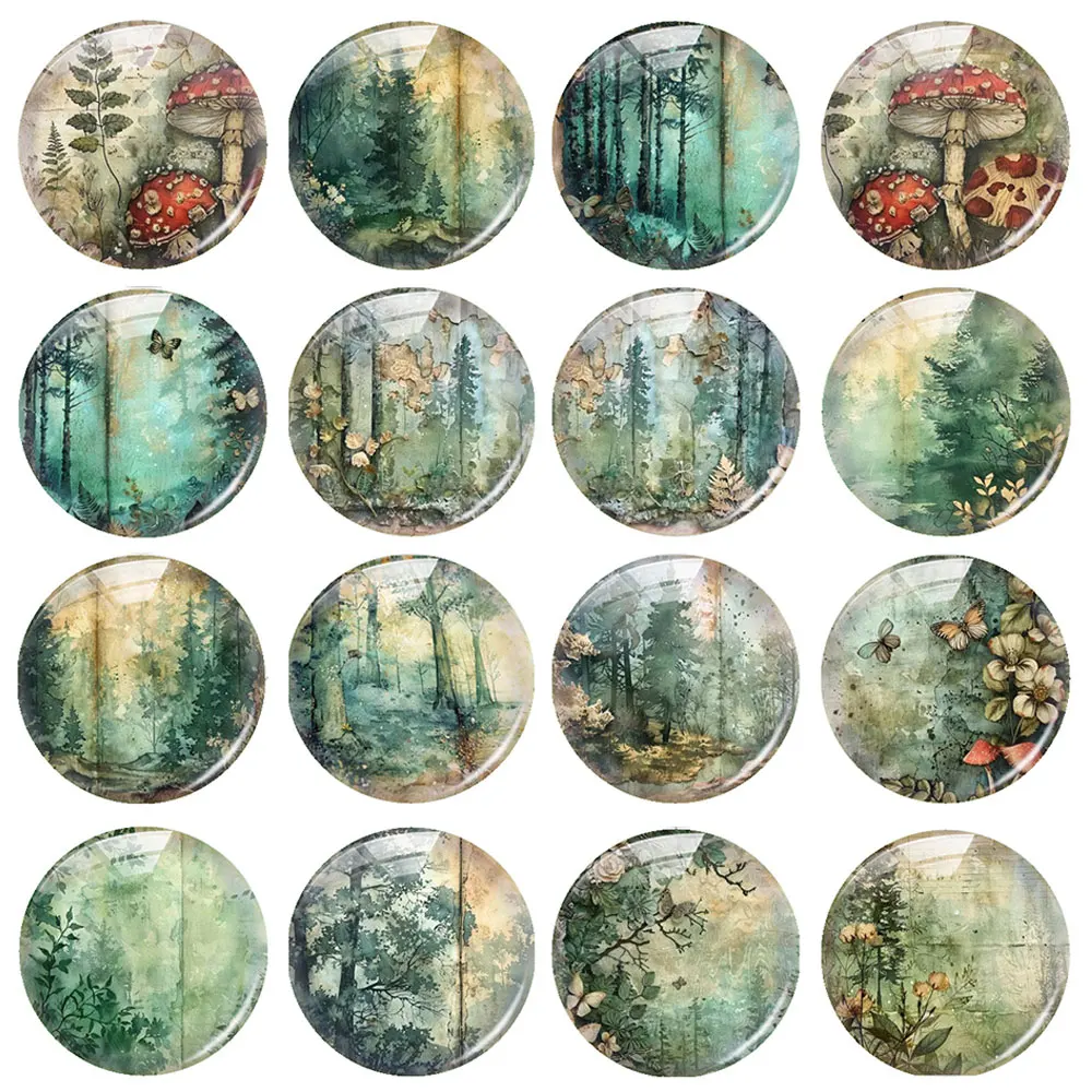 

Handmade Secret Forest Mushroom Photo Glass Cabochon Flatback Demo Flat Back Cameo For Diy Jewelry Making Supplies Accessories