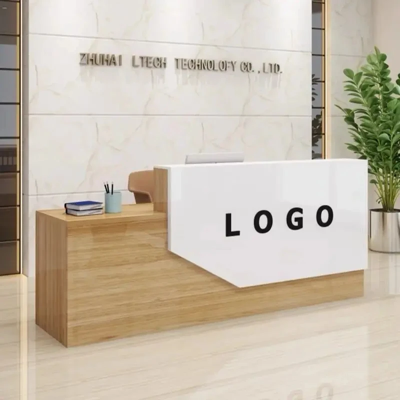 custom.Luxury Reception Desk Custom Available Left/Right Orientation Optional MDF Faux Marble Modern Ho