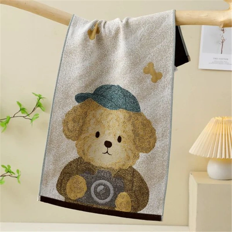 مناشف وجه كرتونية للنساء والأطفال، أربع طبقات من القطن الشاش، 35*75 سم، قطعة واحدة، رقيقة، للحمام، 10 أنماط