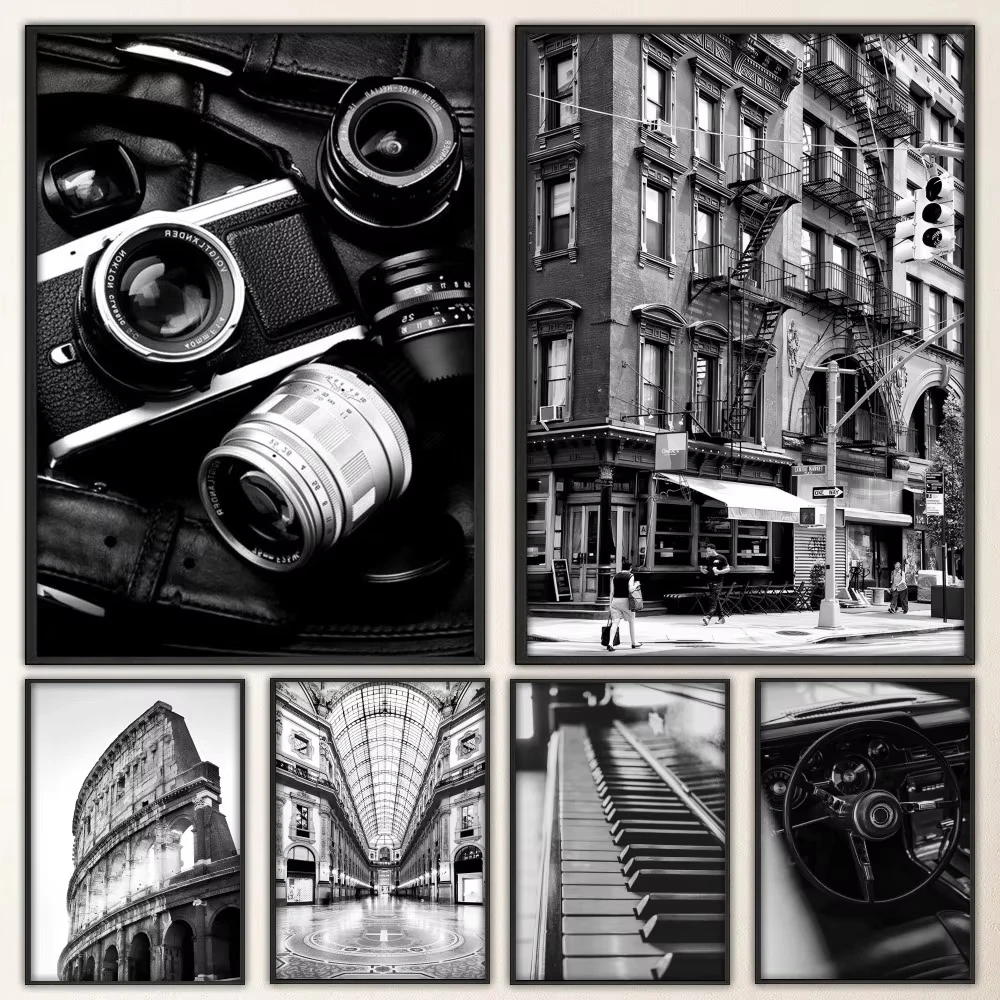 Black And White Vintage Poster Fancy Poster Wall Sticker for Living Room Bar Vintage Decorative Painting