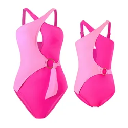 New Mother Daughter Swimsuits Mommy And Me Swimwear Bikini Family Look Bathing Suit Family Matching Sexy Color Blocking Swimsuit