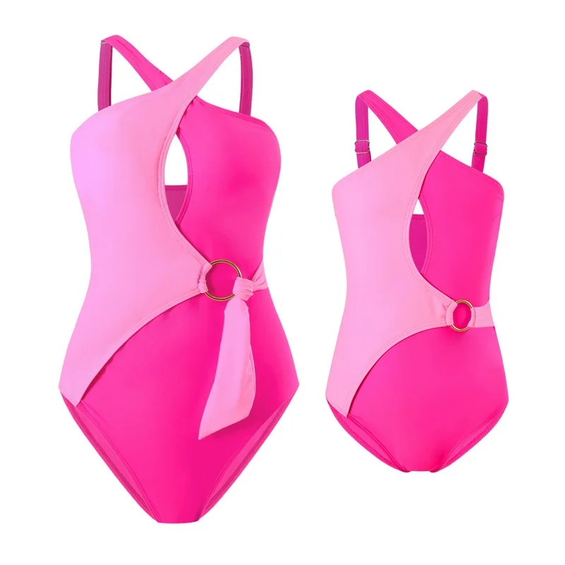 New Mother Daughter Swimsuits Mommy And Me Swimwear Bikini Family Look Bathing Suit Family Matching Sexy Color Blocking Swimsuit