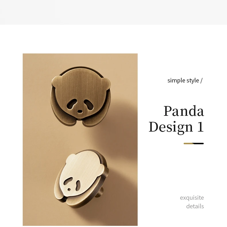 Panda furniture knob in antique brass — product image 15
