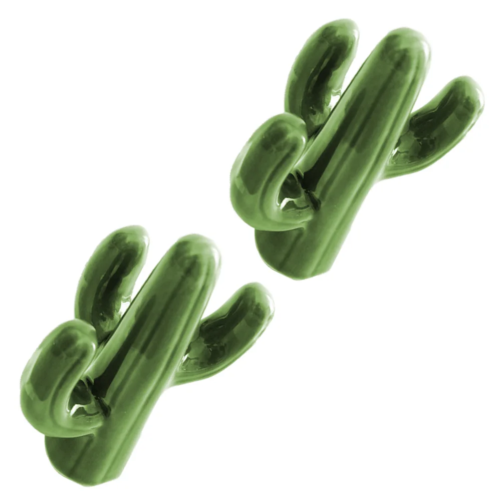 

2Pcs Cactus Jewelry Display Tray Ceramic Storage Dish Ring Holder Desktop Jewelry Organizer Decorative Plate Trinket Dish