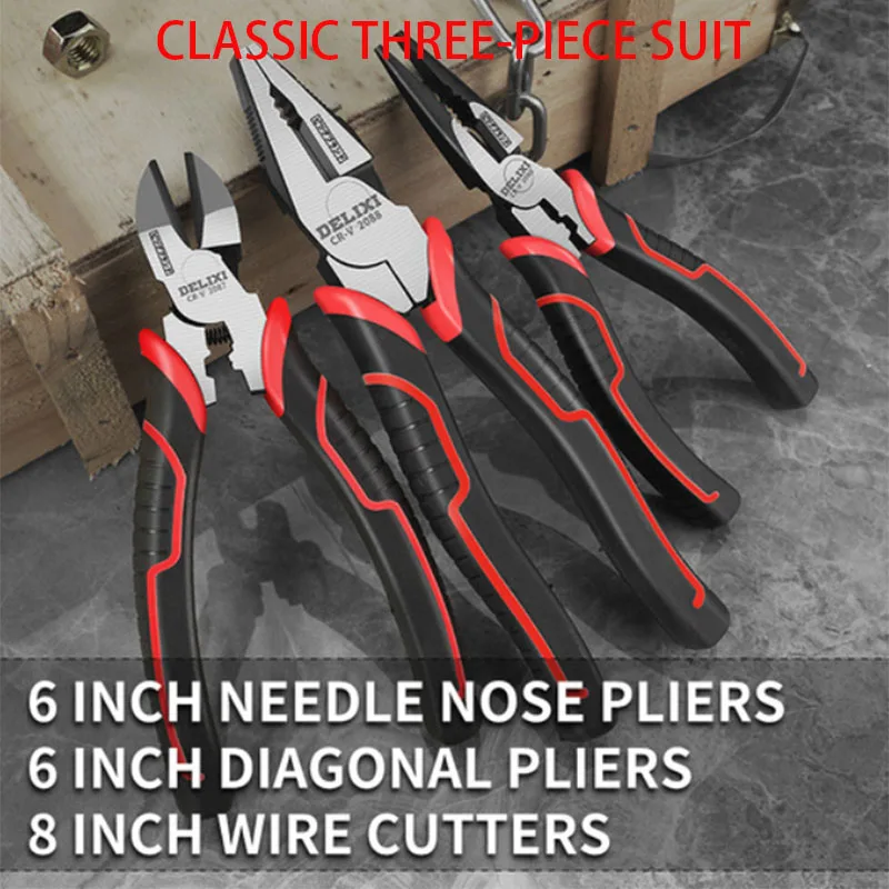 Set Industrial Grade Wire Cutter Diagonal Needle Nose  Pliers Electrician Multi-function Universal Repair Tools Hand Tool Sets