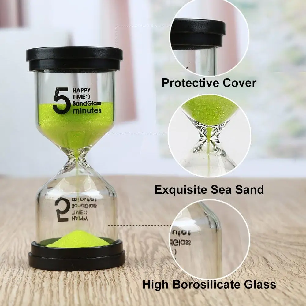 6Pcs Sand Timer Plastic Hourglass Timer Colorful Sandglass Hourglass Small 1min/3mins/5mins/10mins/15mins/30minsSand Clock Timer