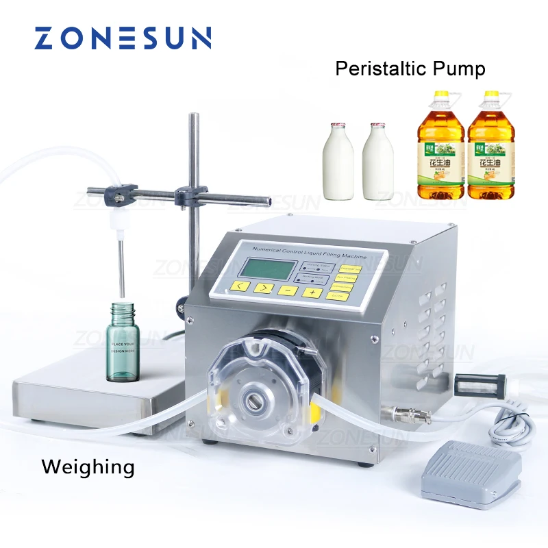 

ZONESUN ZS-PP531W Semi Automatic Beverage Perfume Lotion Shampoo Weighing Filling Machine Peristaltic Pump Vial Bottle Filler