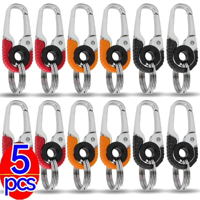 1/5Pcs Outdoor Stainless Steel High Quality Car Key Buckle Key Ring Hook Fishing Carabiner Climbing Keyfob Car Accessories Gifts