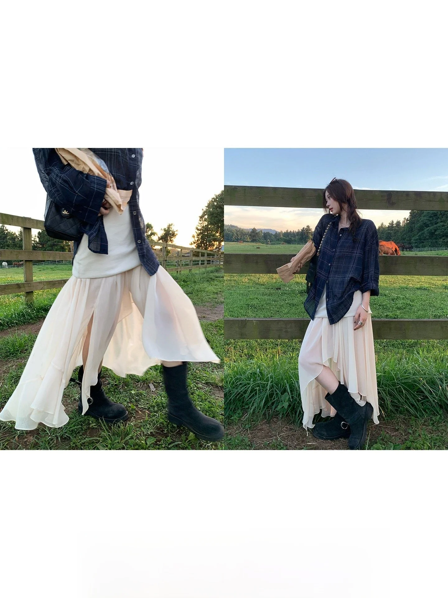 

Женская длинная шифоновая юбка с асимметричным подолом и плиссировкой в корейском стиле, украшенная декоративными элементами, осенняя коллекция, распродажа к концу года