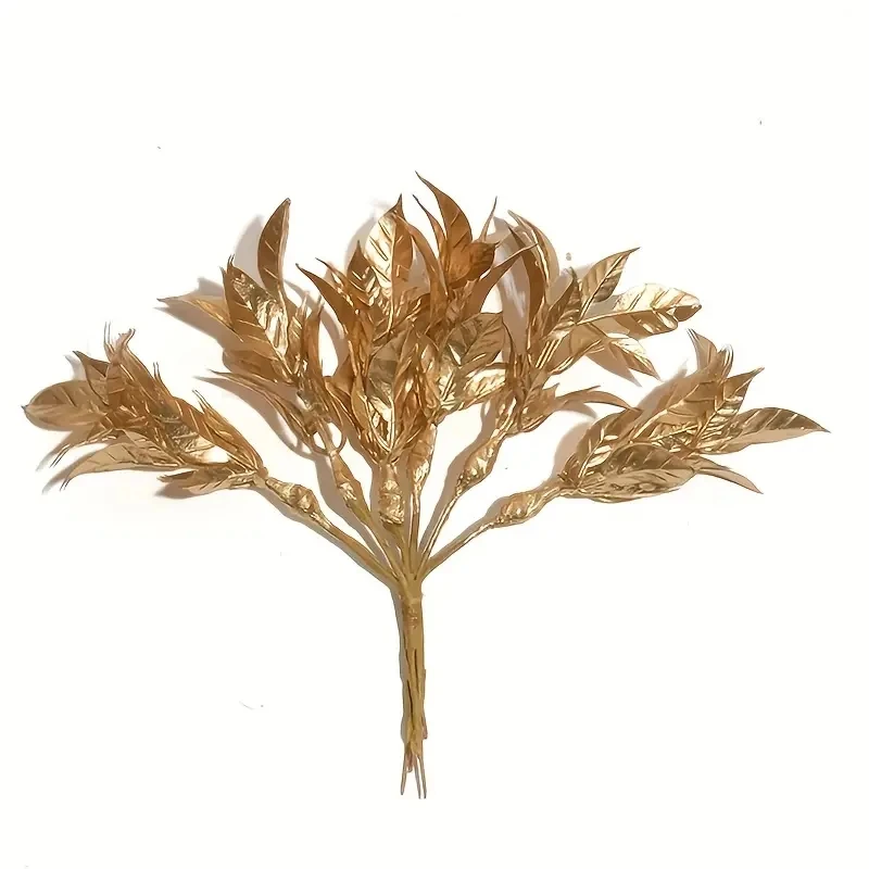 1 bunch/6pcs Mini Golden Little Christmas Flower Bouquet Artificial Silk Flowers For Wedding Decoration DIY Scrapbooking Wreath