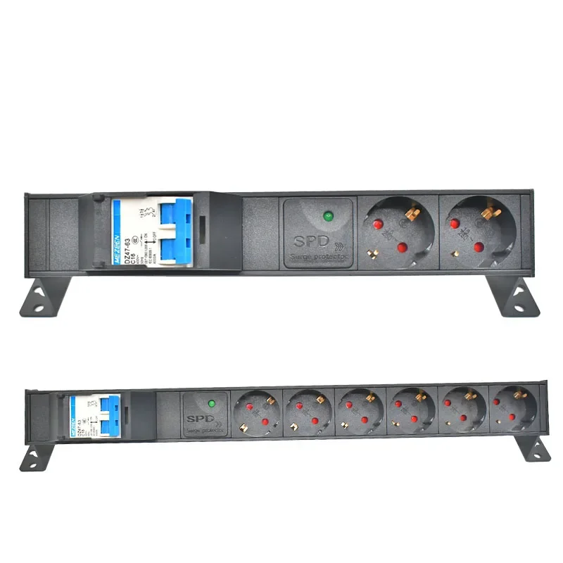 PDU power board network cabinet rack C14 port desktop socket 1-9AC with air switch surge protection EU socket