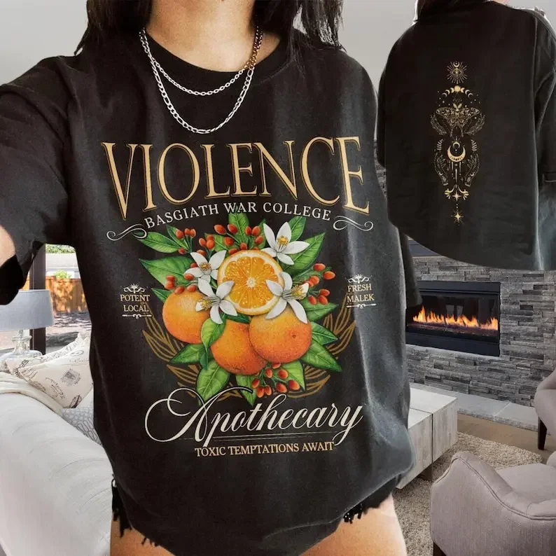 

Violet Apothecary T-Shirt Basgiath War College Merch Fourth Wing Shirts Riders Quadrant Bookish Shirt Y2k Top Summer Cotton Tees