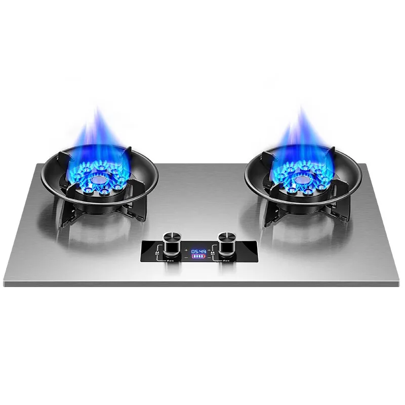 Stainless Steel Kitchen Built-in Gas Stove Strong Flame Hob, Natural Gas LPG, Copper Burner Electronic Pulse Ignition