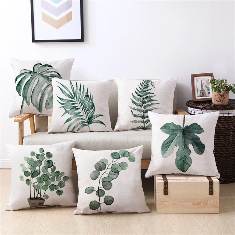 

Tropical Plants Linen Cushion Cover funda cojin Living Room Car Sofa Home Decor Pillow Cover to Keep the Pillow Cores Clean 2024