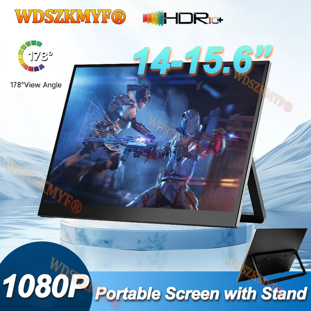 

14/15.6/16-Inch Portable Monitor 1080P/1200P HDR 16:9 Low Blue Light For XBox PS4 / 5 Switch Cell Phone PC Loptop Extension