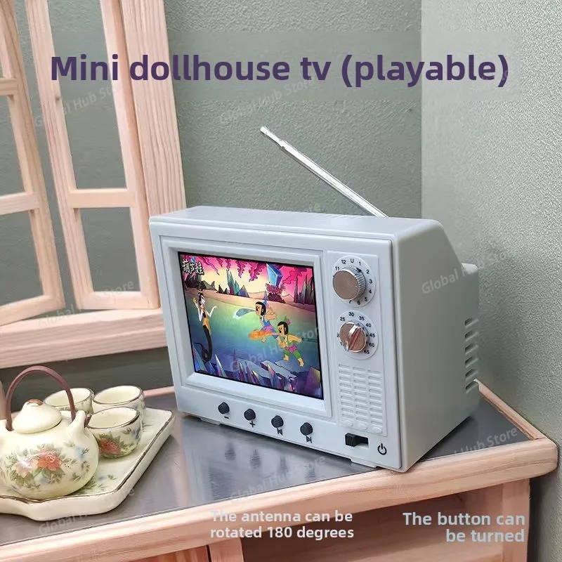 Dollhouse Doll House Simulation Playable TV DIY Hut Mini Furniture Realistic Home Appliances Toys