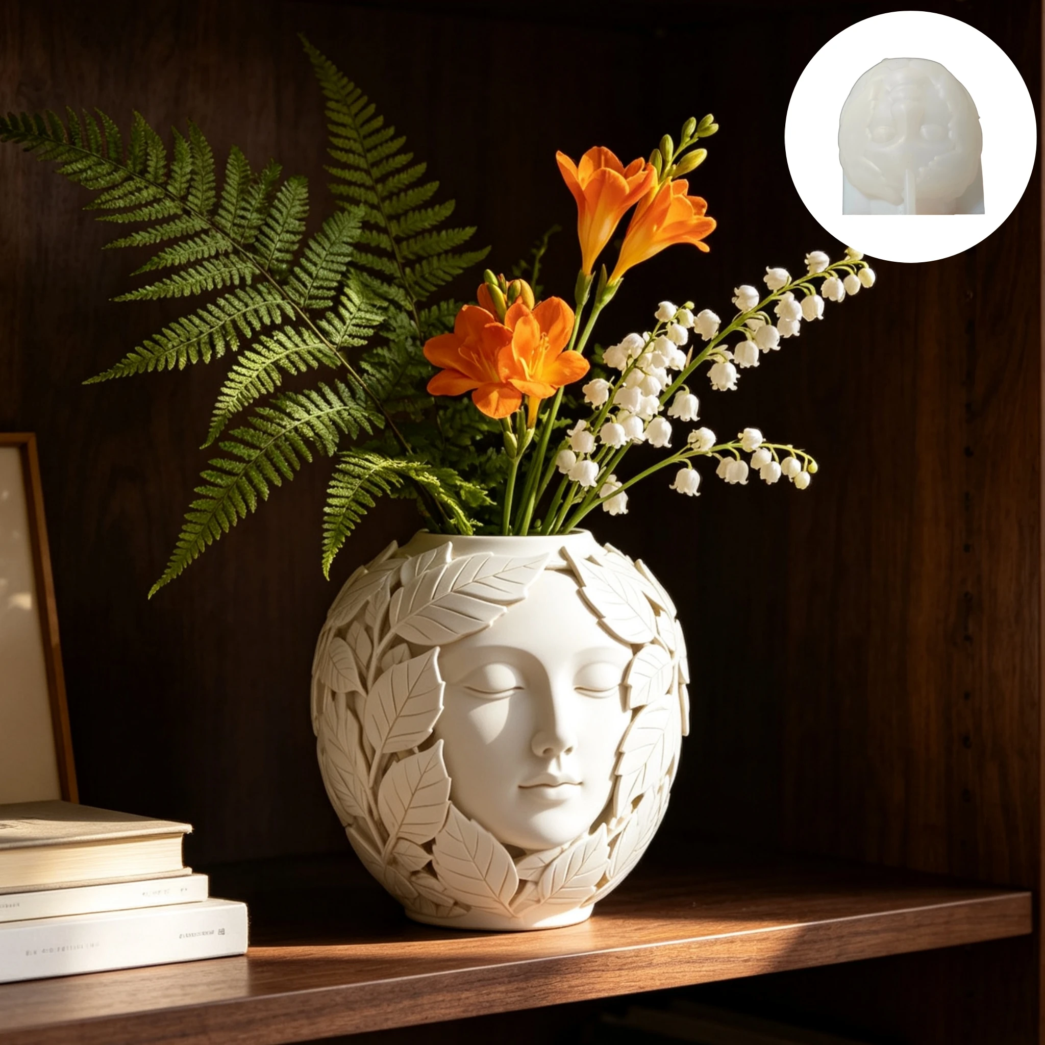 European style facial art vase silicone mold, creative human face sculpture vase silicone mold