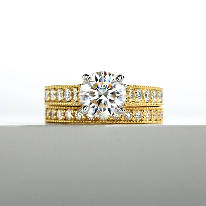 Moissanite Ring Set For Women 925 Sterling Silver 2 Carat All Moissanite gold Ring