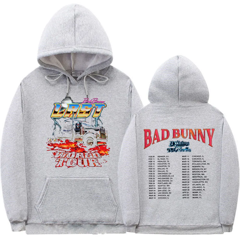 Bad Bunny Hoodie El Ultimo Tour Del Mundo Graphic Print Hoodies Streetwear Men Women Vintage Fashion Hooded Pullover Sweatshirt