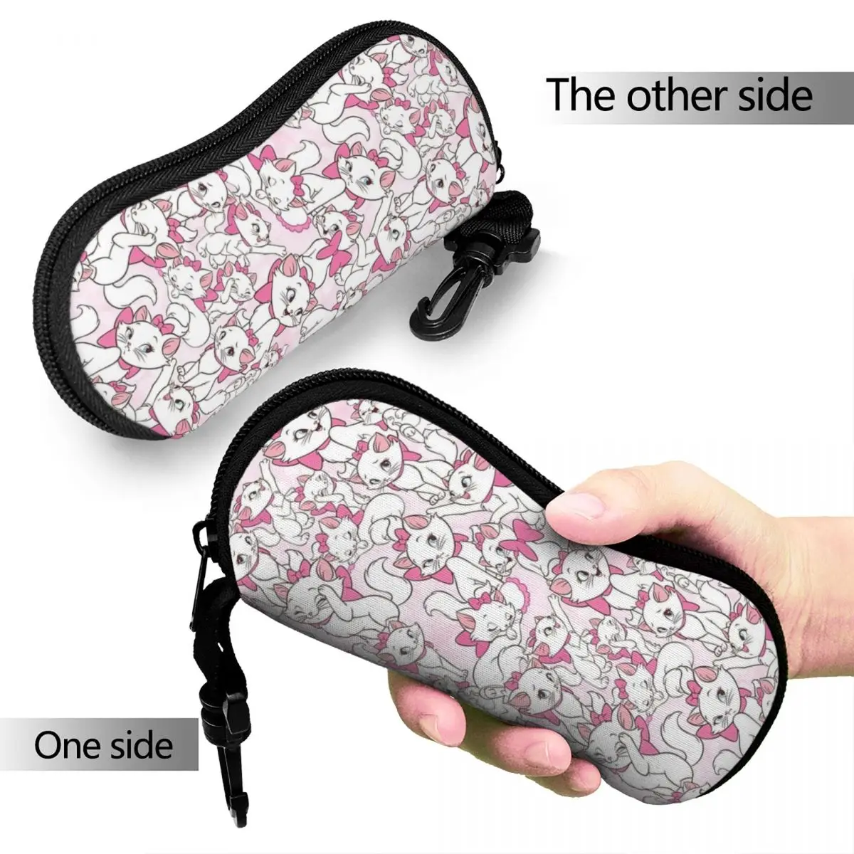 Marie Cat Pink Bow Glasses Case Unisex Waterproof Glasses Storage Box Anti-Pressure Eye Contacts Case