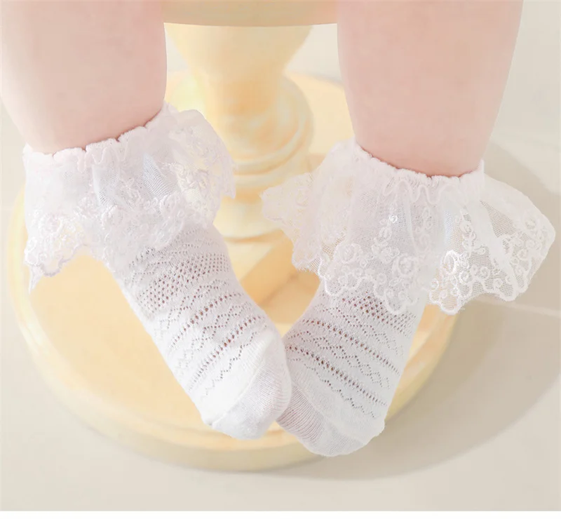 Kaus kaki renda jala anak perempuan, Kaos Kaki sekolah putri putih renda katun murni musim panas untuk anak perempuan