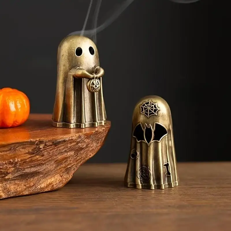 Unique Ghost Pumpkin Incense Holder Ornament Handheld Halloween Desktop Decoration for Home Living Room Party Fragrance Diffuser