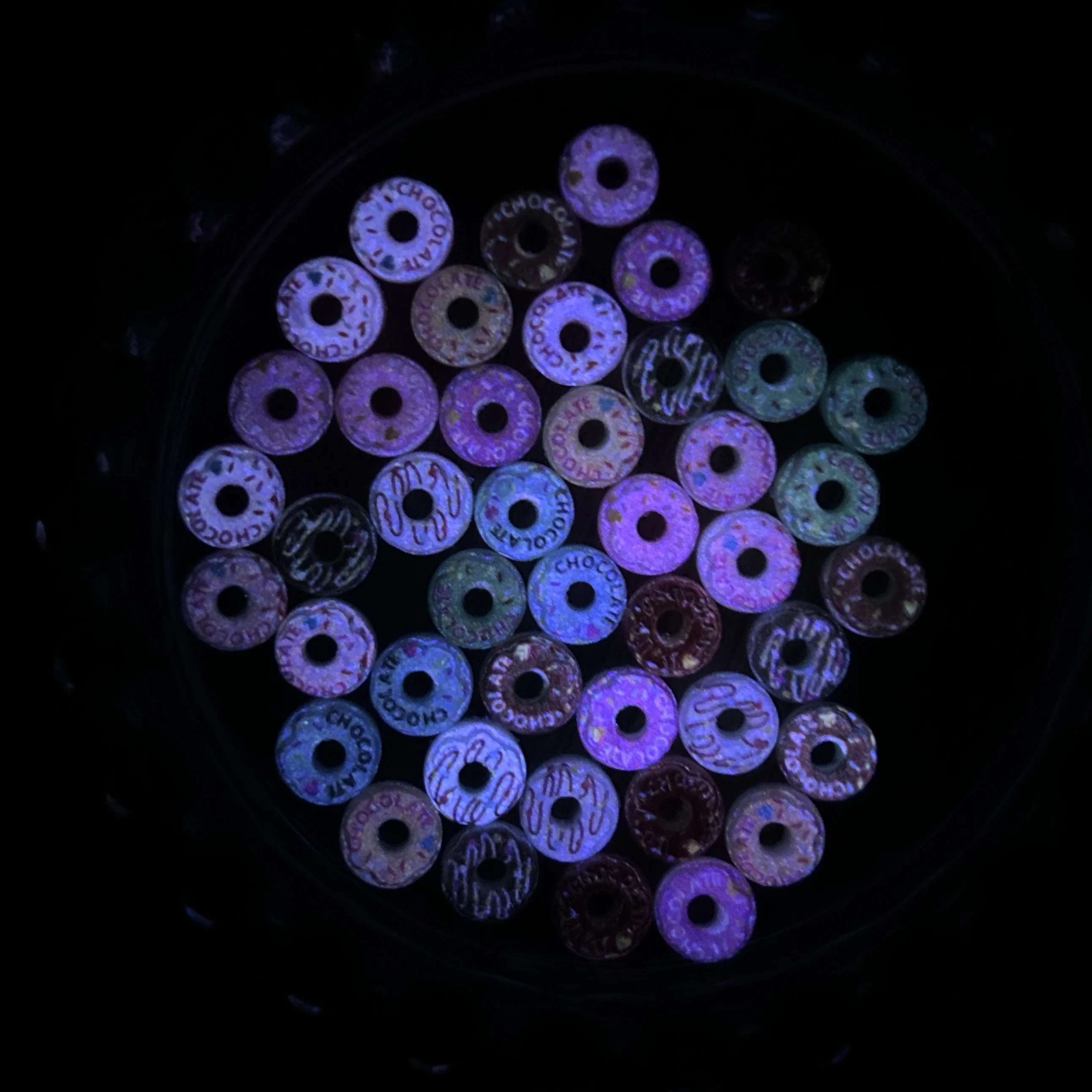 50PCS Multiple Colors Realistic Donut Nail Art Decorations 3D Creative Luminous Doughnuts Nail Charms for DIY Nails Supplies