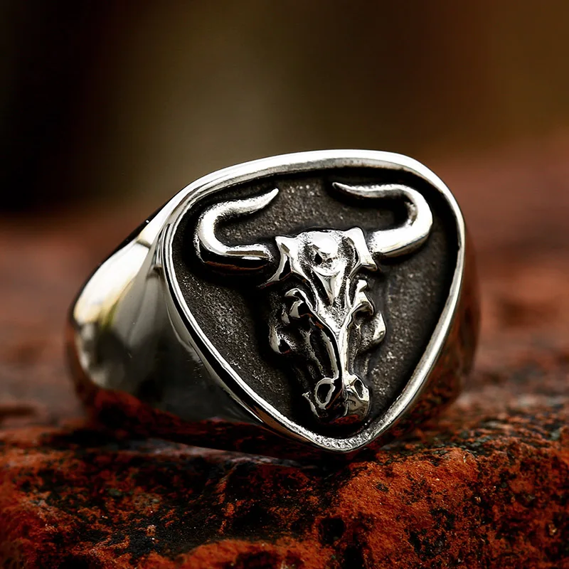 BEIER 2023 Special Design Stainless Steel Cow Head Ring Heart Shape Animal Ring For Men Fashion Jewelry Gift For Boyfriend