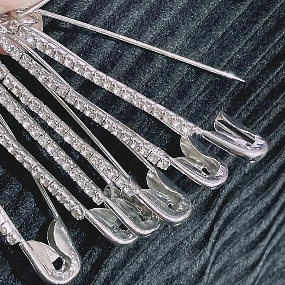 Gold Rhinestone Safety Pins Brooches Sweater Shawl Clips For Women Clothing Hat Accessory For Women