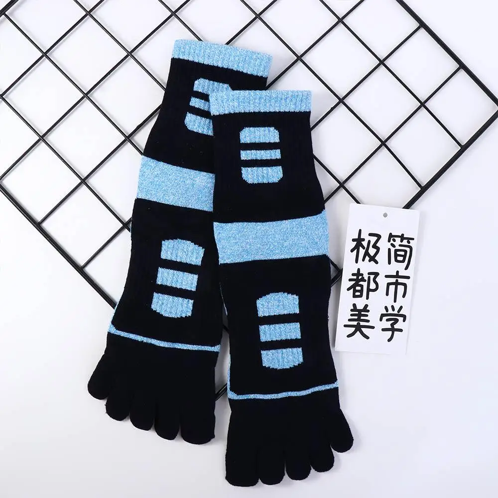 

Теплые мягкие дышащие носки с раздельным носком, спортивные толстые носки в стиле ретро в стиле пэчворк, мужские носки, чулочно-носочные изделия средней длины, хлопок