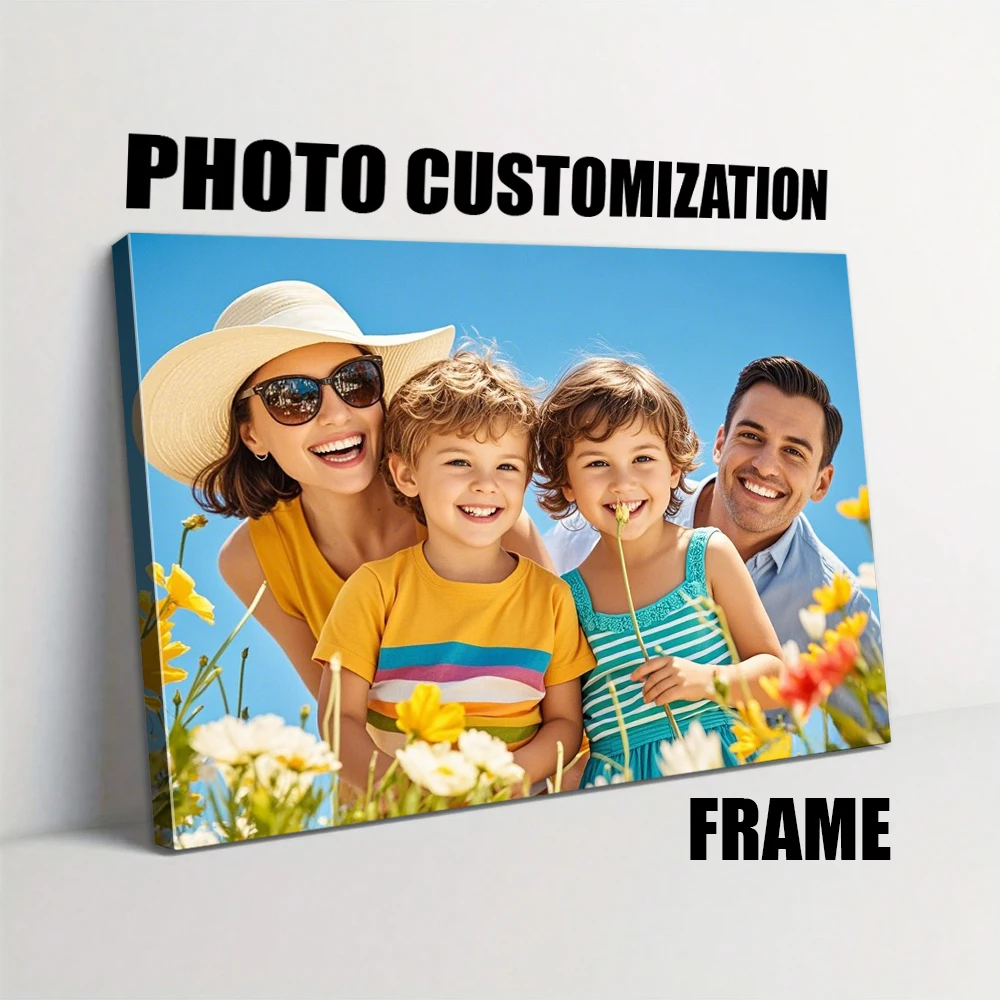 1 unidad de fotos personalizadas sobre lienzo con marco de madera DIY o póster sin marco, fotos personalizadas para su amante, familia, amigo