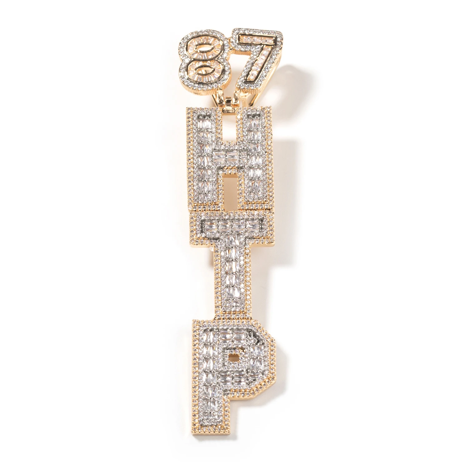 Uwin Custom Small Letters Numbers Clasp Custom Vertical Nameplate Pendant Micro Paved CZ Necklace Hiphop Jewelry