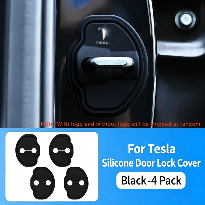 4 piezas de cubiertas protectoras de silicona para cerradura de puerta, amortiguador de golpes y protector antiarañazos para modelos de coches eléctricos de alta gama.