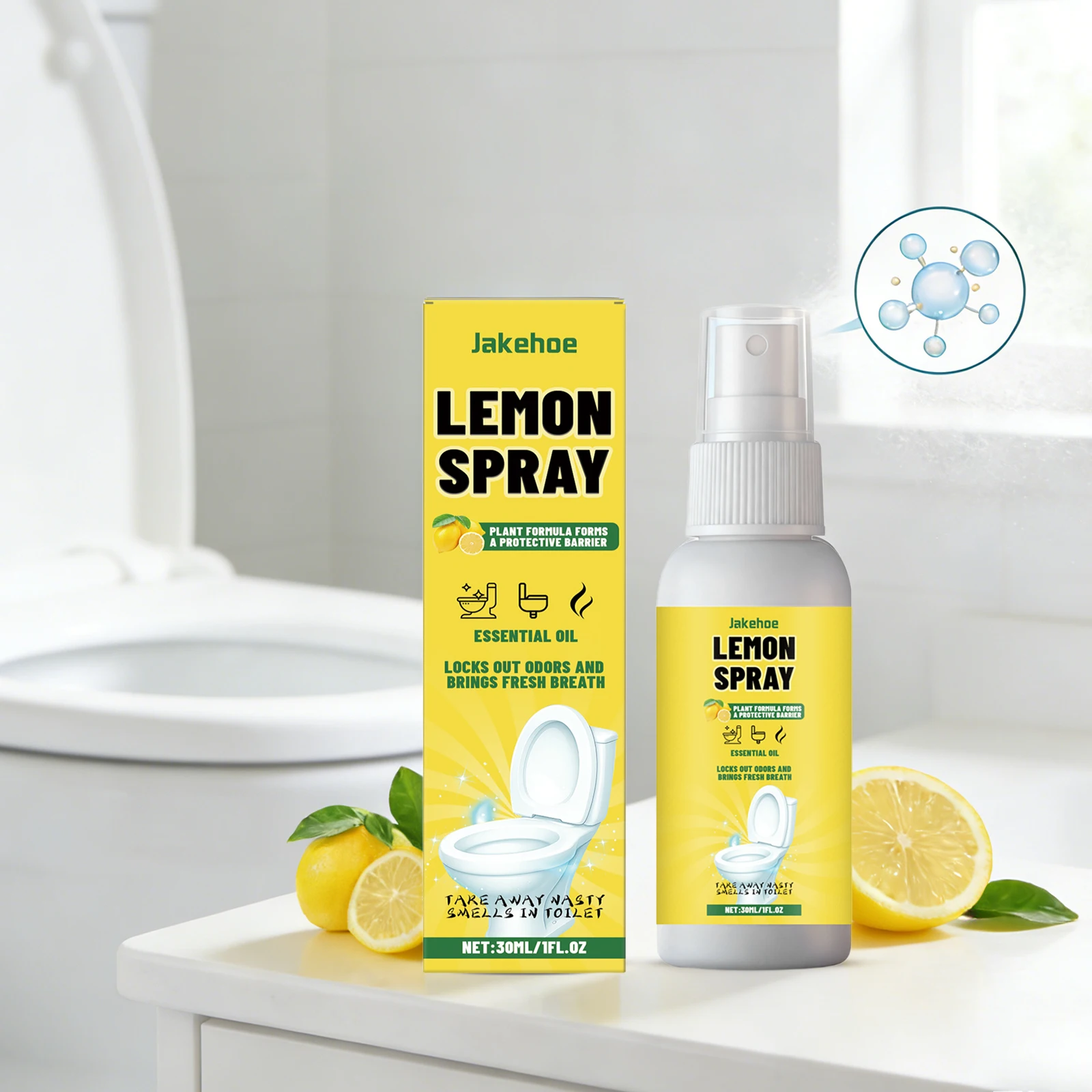 Lemon Toilet Spray for Deodorizing Descaling Remove Stains Fragrant and Refreshing Scent Toilet Deodorization Spray